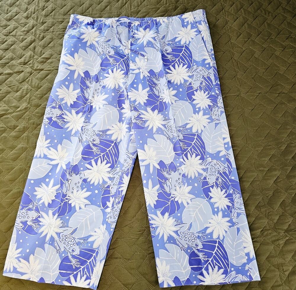 Lilly Pulitzer Purple Lavender Drawstring Crop Leisure Pants Large White Label